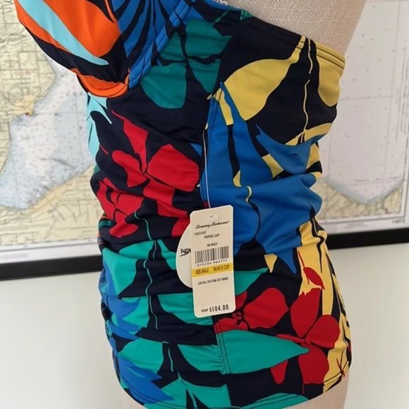 Tommy Bahama Bikini Halter Swim Top - Tropical Leaf Print - M - NWT - Picture 3 of 4